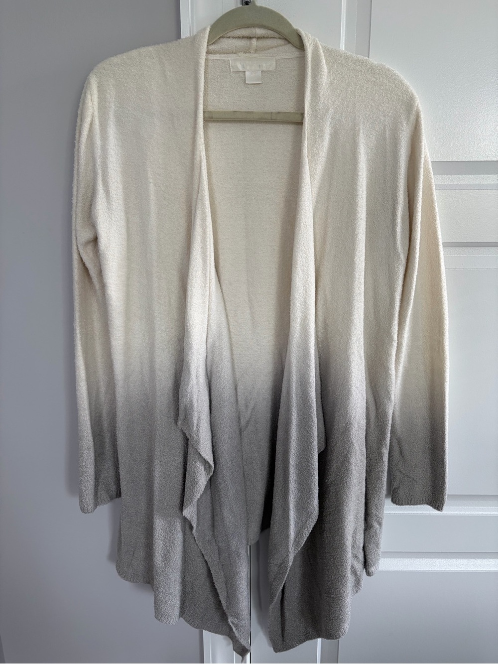 Barefoot Dreams Ombre Draped Cardigan in Cream and Gray